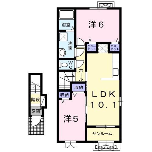 プランドール(2LDK/2階)の間取り写真