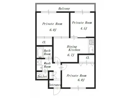 ニューパレスマンション(3DK/1階)の間取り写真