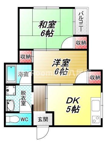 ビートル山本北C棟(2DK/2階)の間取り写真