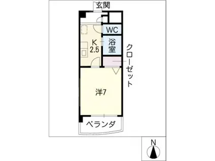 サニーコートII(1K/4階)の間取り写真