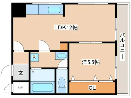 ハイツ材井(1LDK/3階)の間取り写真