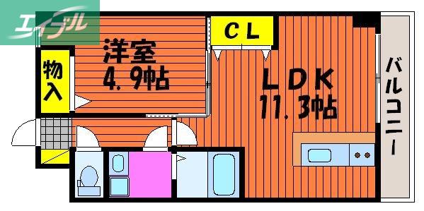 メゾンドW(1LDK/4階)の間取り写真