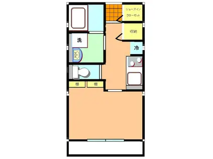 SAKURA HILLS I(1K/3階)の間取り写真