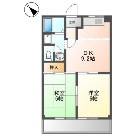 パレスさくらA(2DK/1階)の間取り写真