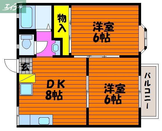 サン・ポート(2DK/2階)の間取り写真