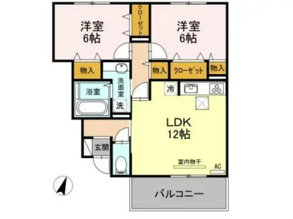 LILAC(2LDK/1階)の間取り写真