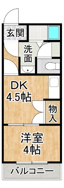 サンシャイン223(1DK/4階)の間取り写真