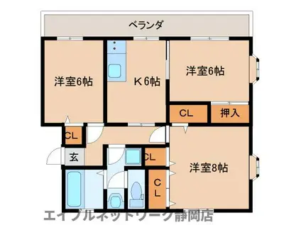 MAISON DE CRIE(3DK/2階)の間取り写真