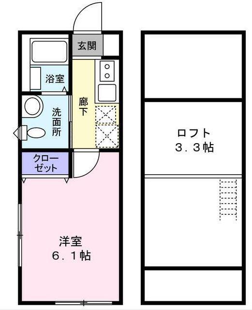 ハウズライフ厚木五番館(1K/2階)の間取り写真