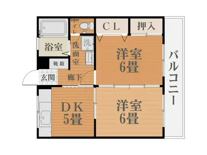 オーシャンハイツ(2DK/7階)の間取り写真