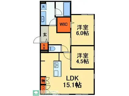 ソフィア南流山(2LDK/1階)の間取り写真