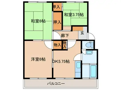 アースマンション花岡(3DK/1階)の間取り写真