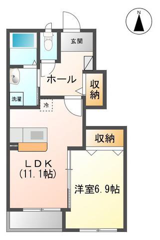 エスポワールK(1LDK/1階)の間取り写真