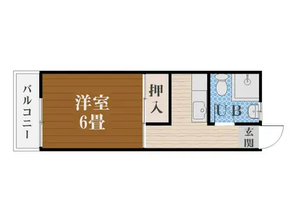 西ハイツ(1K/2階)の間取り写真