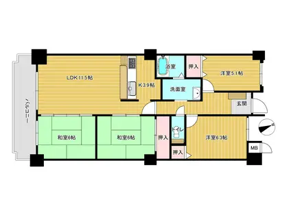 ドゥルペール(4LDK/5階)の間取り写真