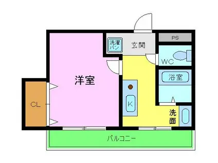 エレガンスくみの木(1K/2階)の間取り写真