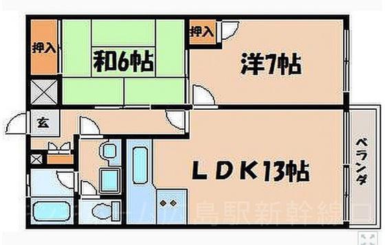 サンピア牛田(2LDK/5階)の間取り写真