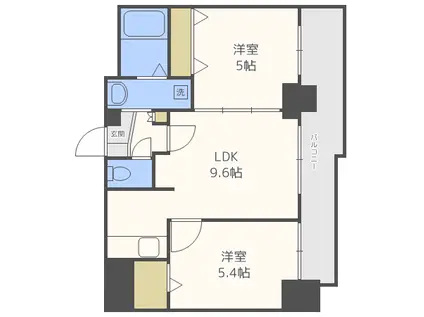 グレイスコート円山北(2LDK/9階)の間取り写真