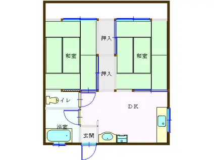 みなみコーポ(2DK/1階)の間取り写真