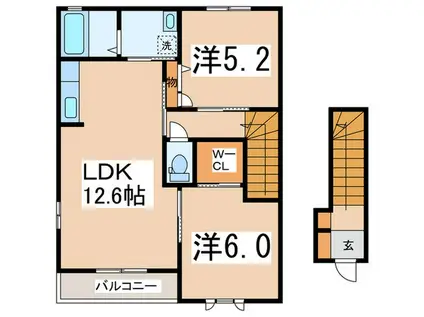 VILLAA(2LDK/2階)の間取り写真