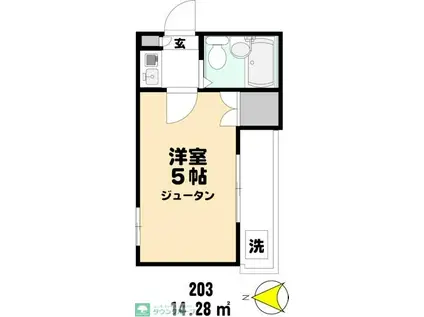 パレス田無(1K/2階)の間取り写真