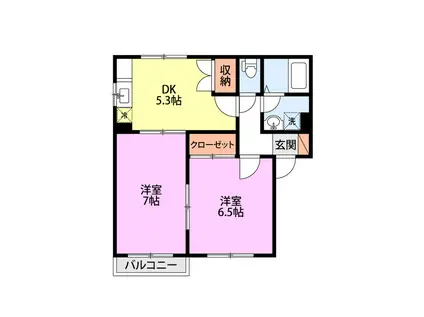 グランディール(2DK/2階)の間取り写真