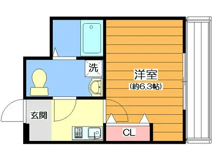 ウエストフィールドNO.5(1K/2階)の間取り写真