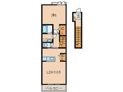 セレーノI(1LDK/2階)の間取り写真