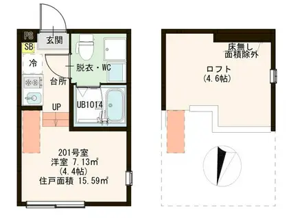レジデンス江戸川(ワンルーム/2階)の間取り写真