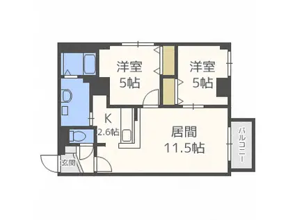 REEF LUANA(2LDK/5階)の間取り写真