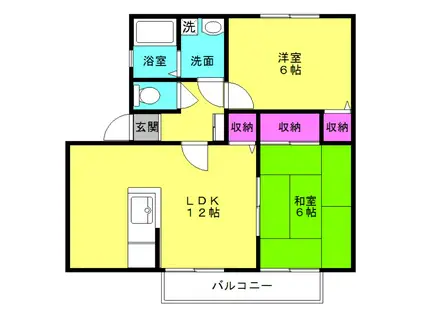 センチュリー溝之口(2LDK/2階)の間取り写真