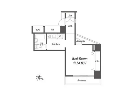 メゾン・ド・ヴィレ麻布台(1K/9階)の間取り写真