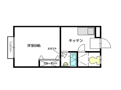 プログレス寺尾(1K/2階)の間取り写真