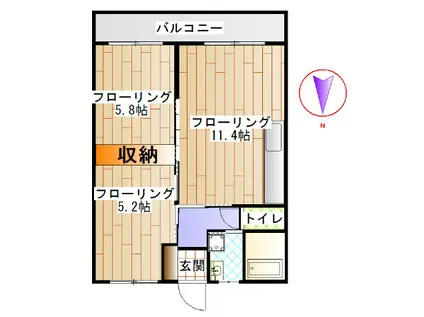 ロビンソンハイツII(2LDK/1階)の間取り写真