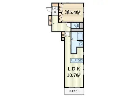 VIEUNO WARABI(1LDK/3階)の間取り写真