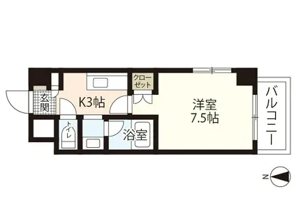 シャルマン財官III(1K/2階)の間取り写真