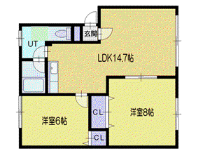 アメニティ長橋B棟(2LDK/2階)の間取り写真
