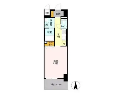 フロンティア・コンフォート研究学園(1K/4階)の間取り写真