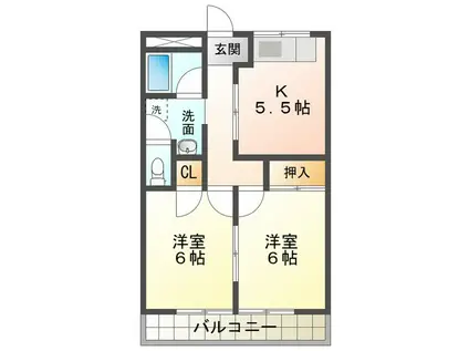 エバーランド伊藤(2DK/1階)の間取り写真