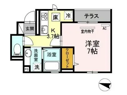 アビタシオン明大前(1K/1階)の間取り写真