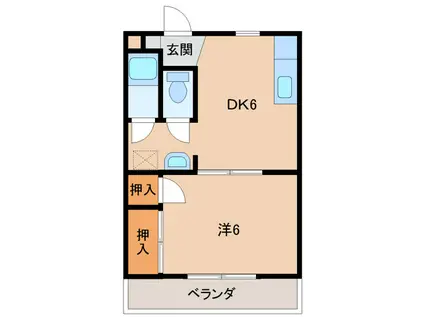 マンション本町(1DK/1階)の間取り写真