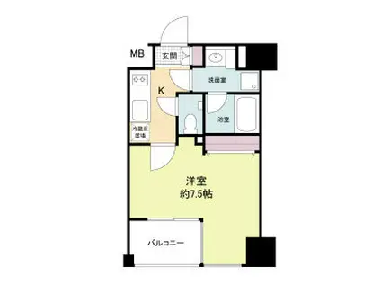 レジディア江戸堀(1K/2階)の間取り写真