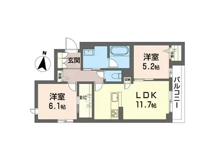 JR京浜東北線 西川口駅 徒歩11分 3階建 新築(2LDK/2階)の間取り写真