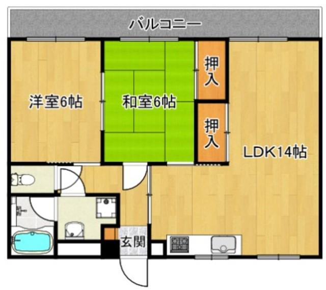 コーポグリーン(2LDK/3階)の間取り写真