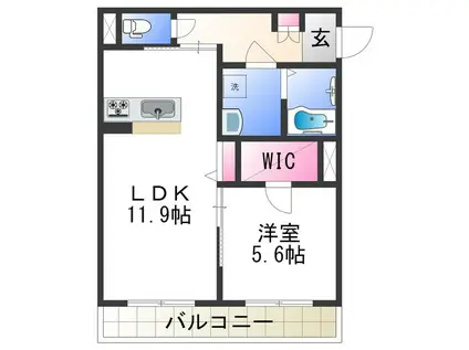 BEREO NANKAIWAKAYAMACITY(1LDK/2階)の間取り写真