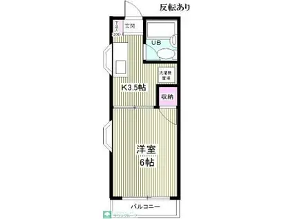 ロータリー所沢ハイツ(1K/2階)の間取り写真