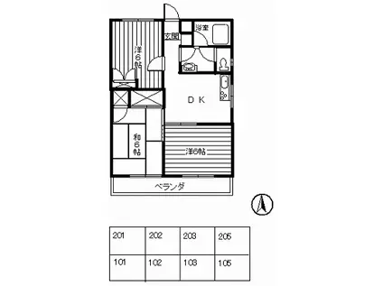 パティオ井上(3DK/2階)の間取り写真