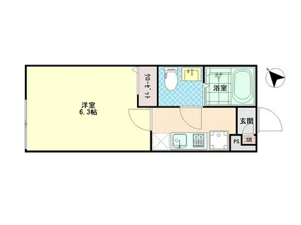 紬荘(1K/3階)の間取り写真