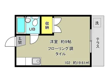 アリィフラッツ(ワンルーム/1階)の間取り写真