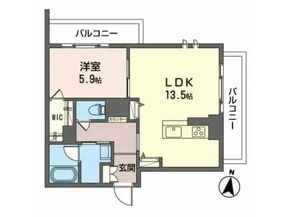 コンフォール木町(1LDK/4階)の間取り写真